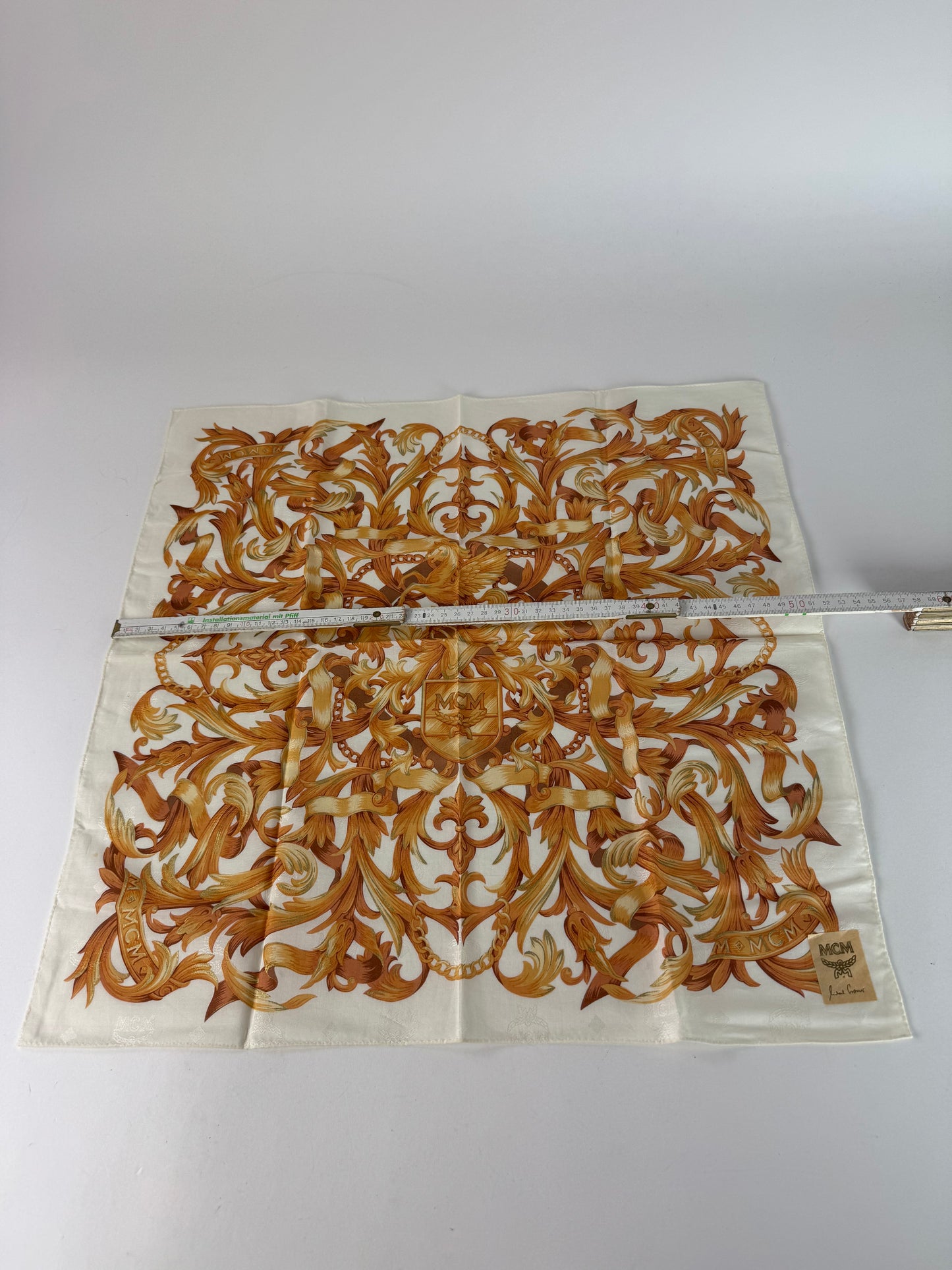 Vintage MCM Scarf White Gold