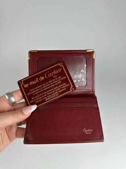 Vintage Cartier Leather Card Holder Burgundy