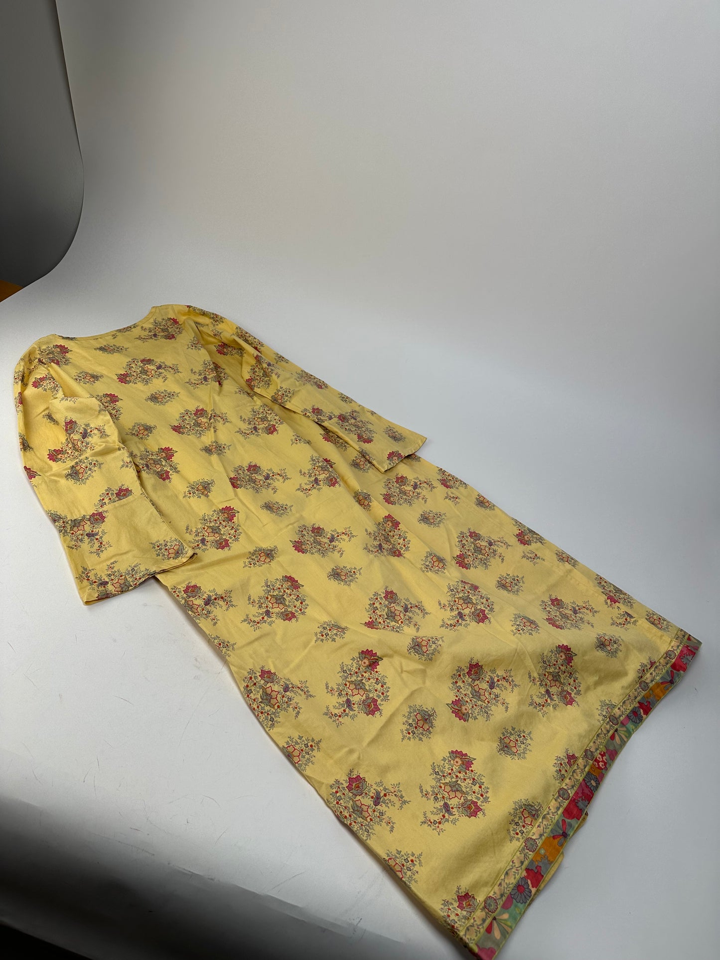 Vintage Etro Floral Paisley Cotton Tunic Dress Yellow M