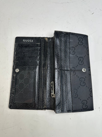 Vintage Gucci GG Supreme Wallet Black Silver