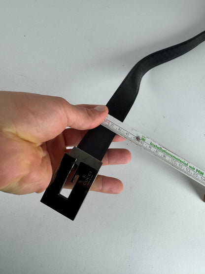 Vintage Gucci Monogram Leather Belt Black