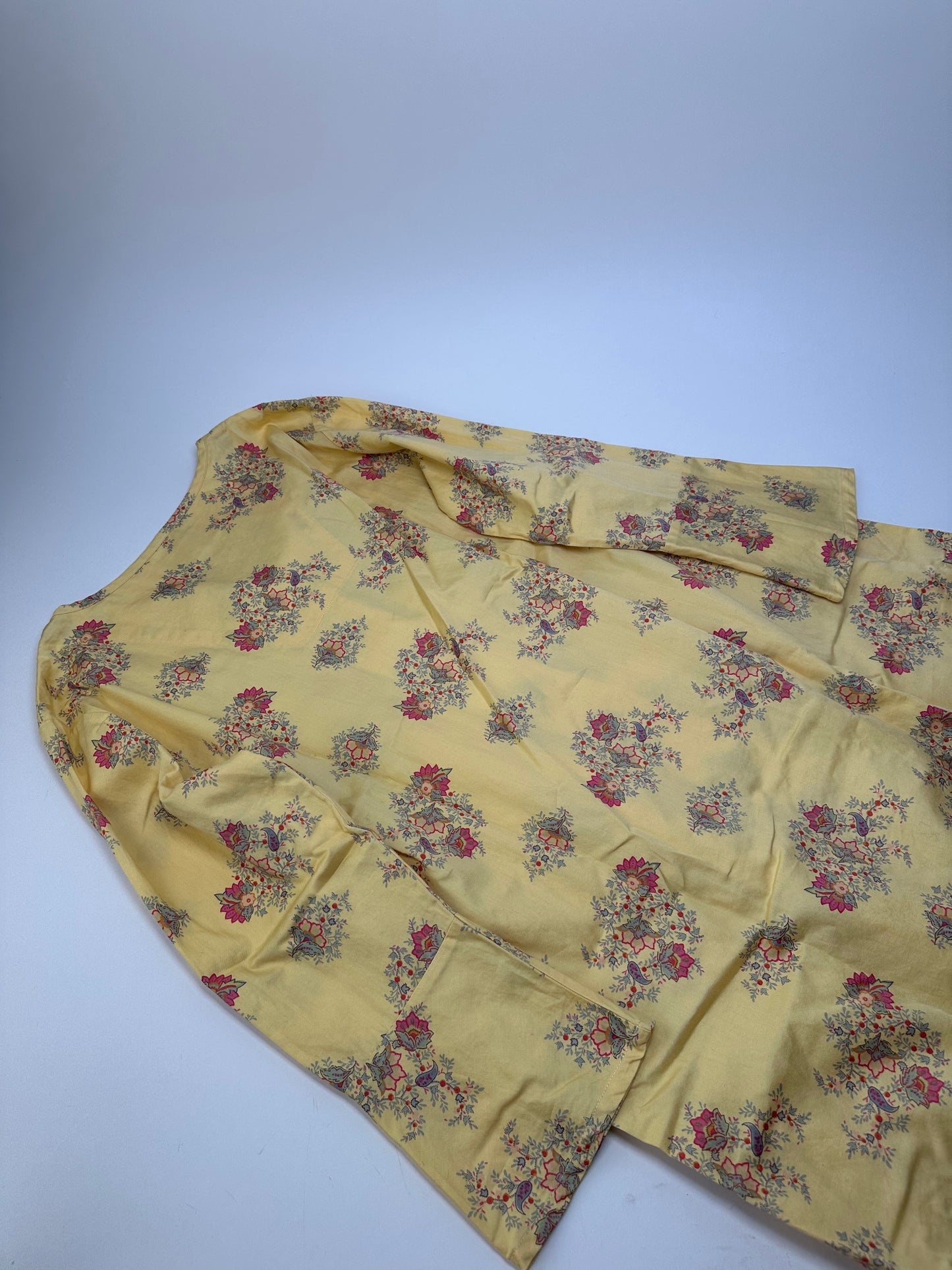 Vintage Etro Floral Paisley Cotton Tunic Dress Yellow M