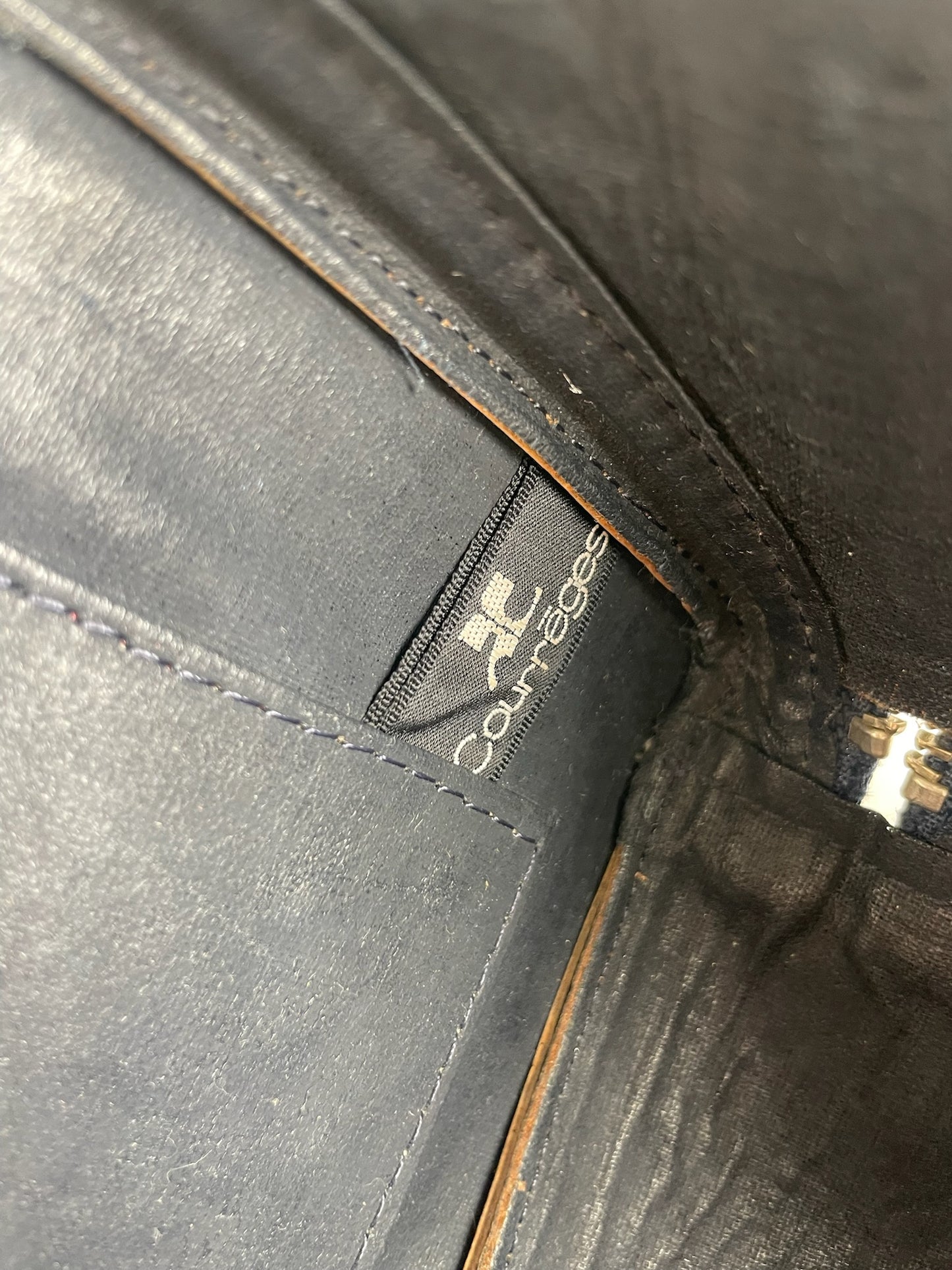 Vintage Courreges Paris Leather Bag Black