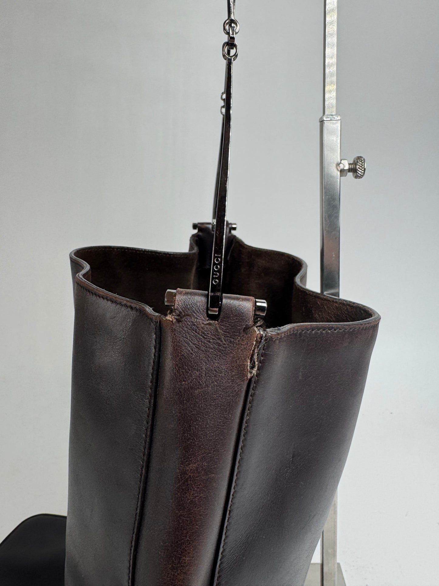 Vintage Gucci By Tom Ford Leather Tote Bag Brown