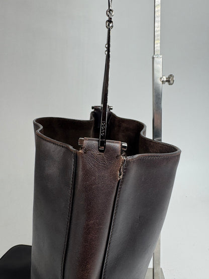 Vintage Gucci By Tom Ford Leather Tote Bag Brown