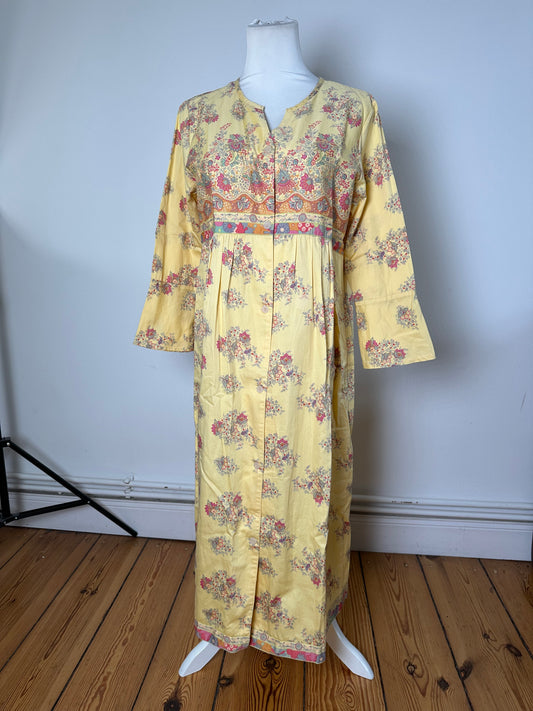 Vintage Etro Floral Paisley Cotton Tunic Dress Yellow M
