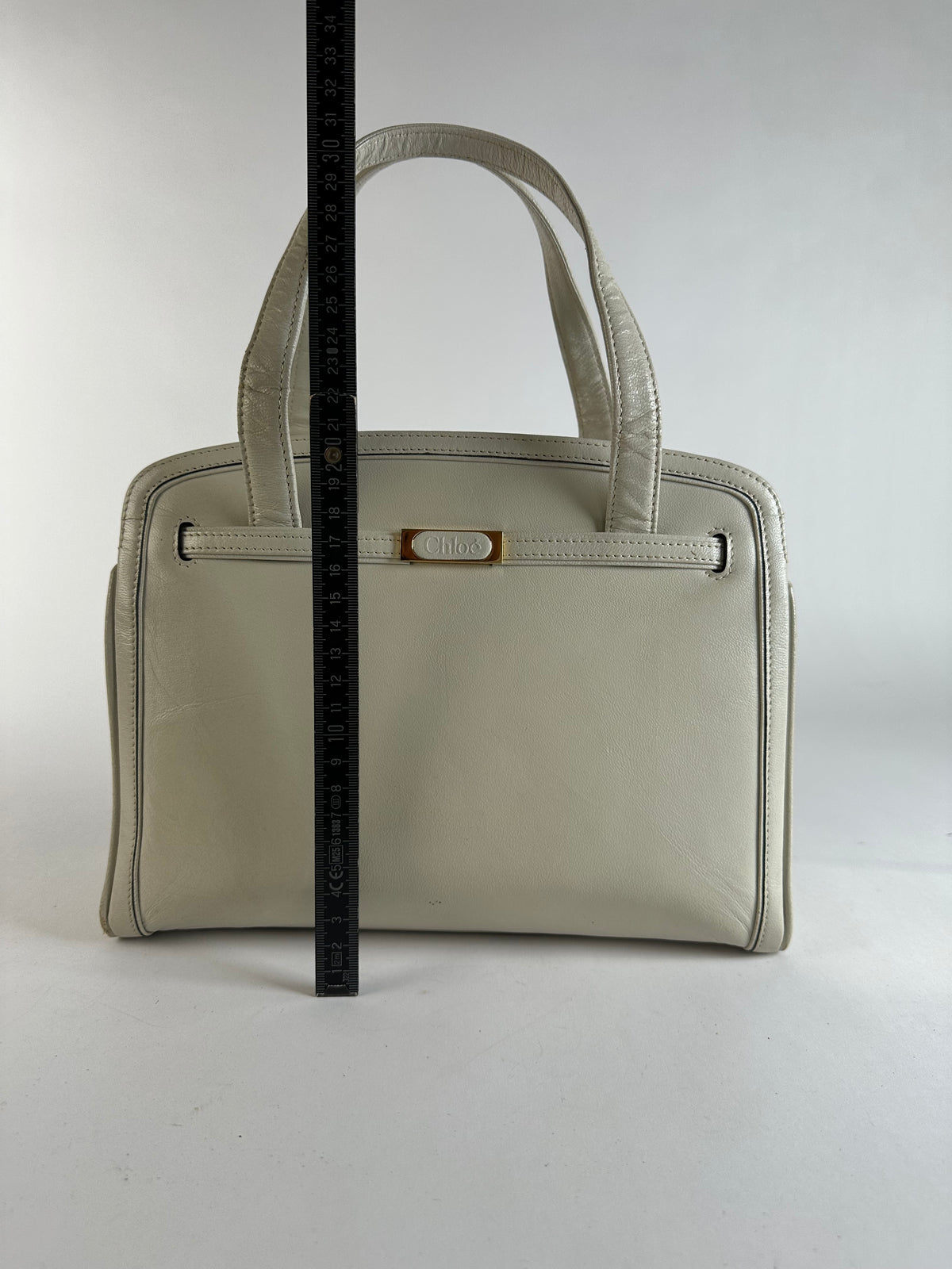 Vintage Chloé Structured Top-Handle Bag Late 1990s Light Grey