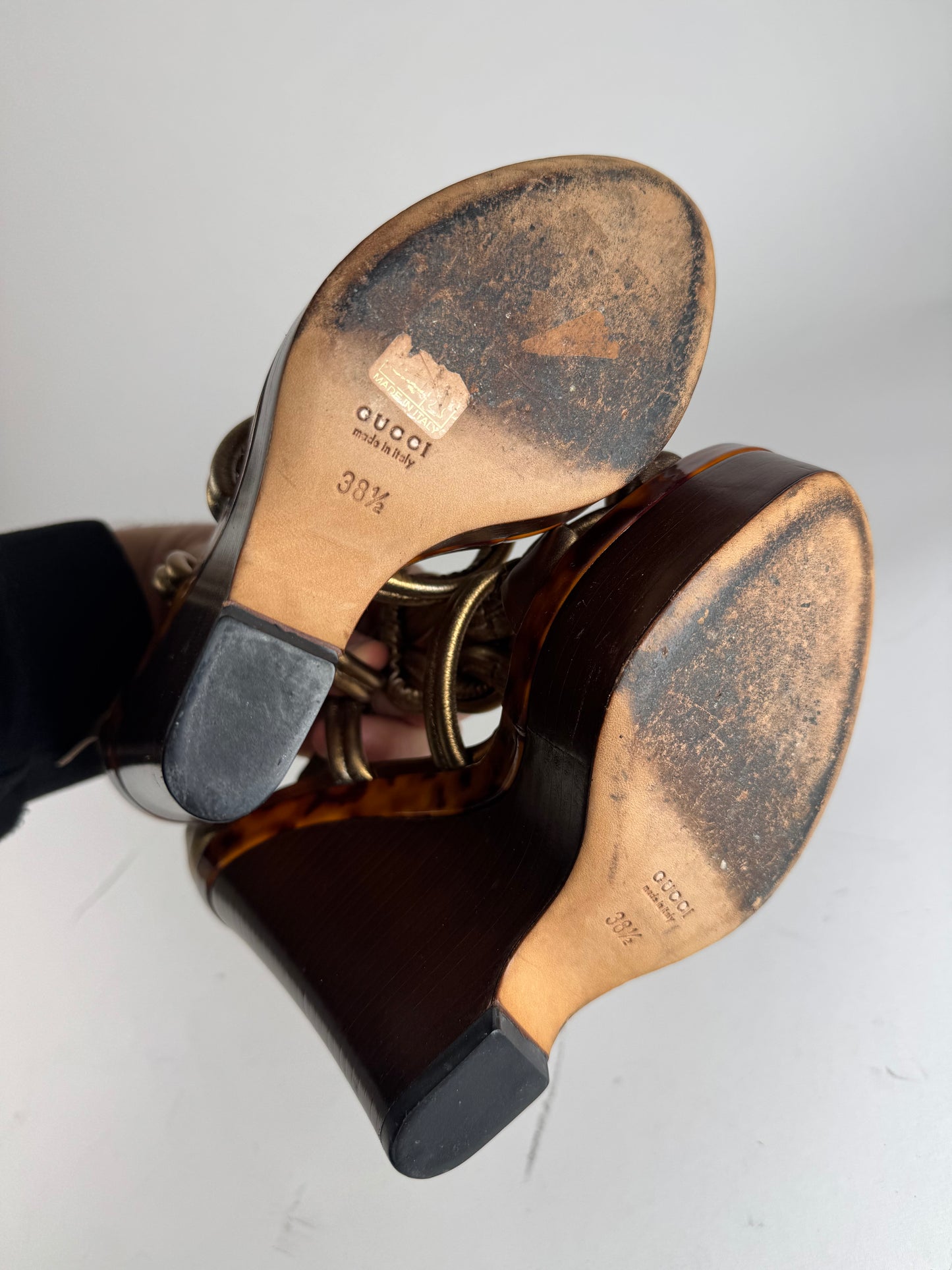 Vintage Gucci Twisted Leather Pumps Gold Brown EU38,5