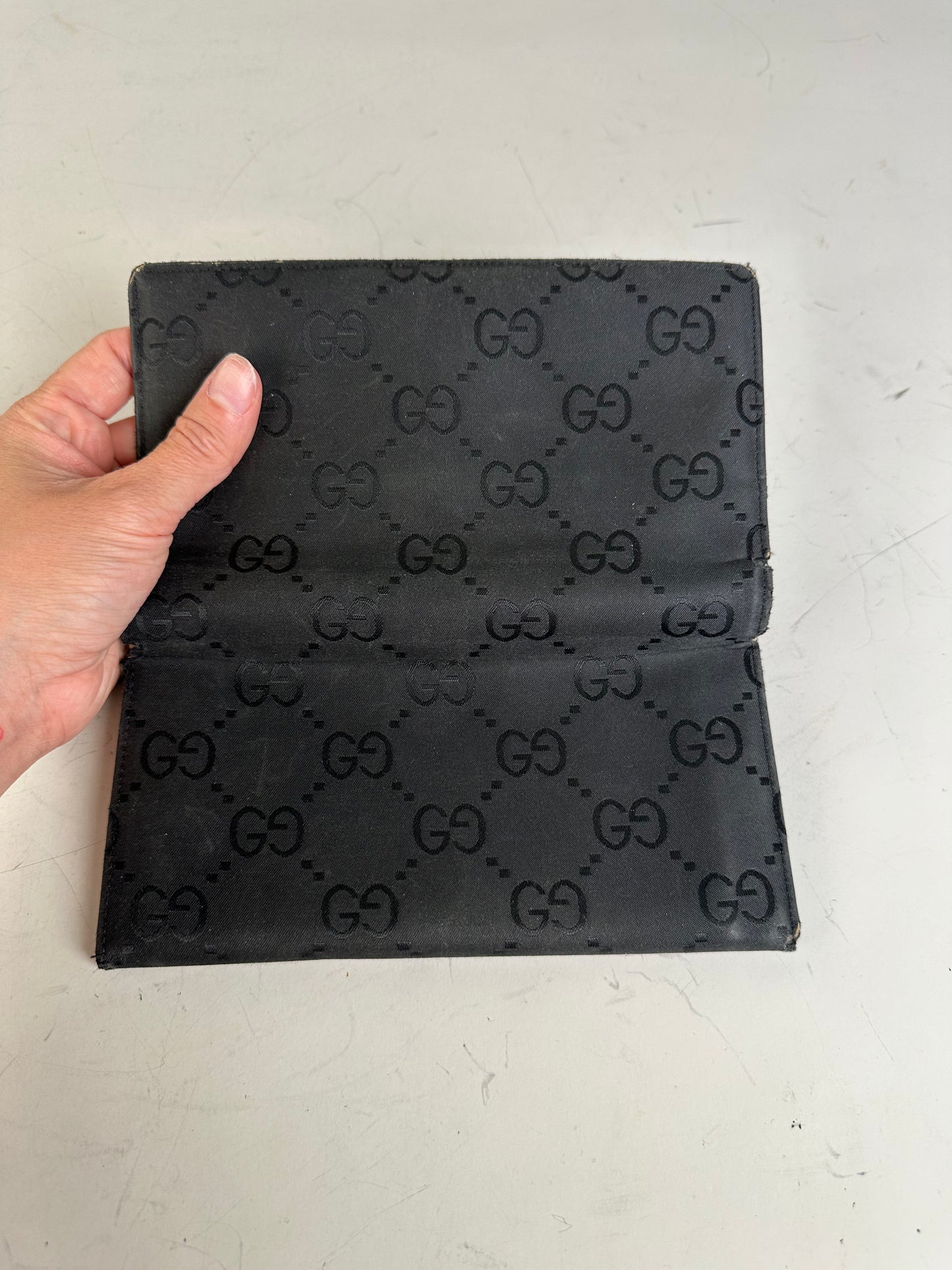 Vintage Gucci GG Supreme Wallet Black Silver