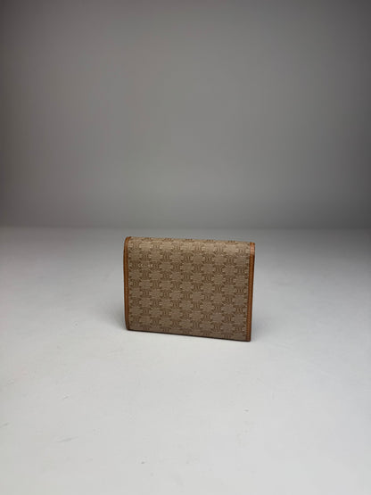 Vintage Celine Paris Leather Monogram Wallet Beige Brown