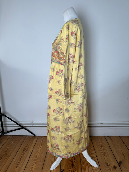 Vintage Etro Floral Paisley Cotton Tunic Dress Yellow M