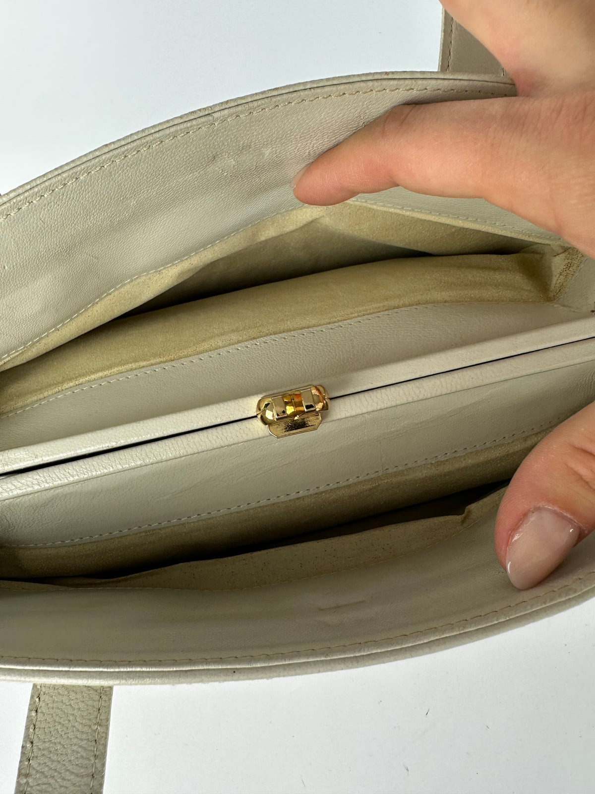 Vintage Chloé Structured Top-Handle Bag Late 1990s Light Grey