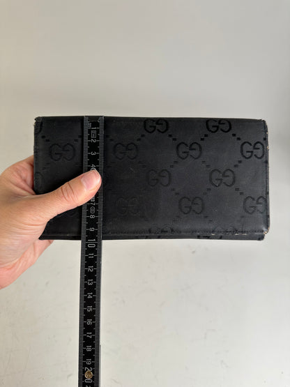 Vintage Gucci GG Supreme Wallet Black Silver