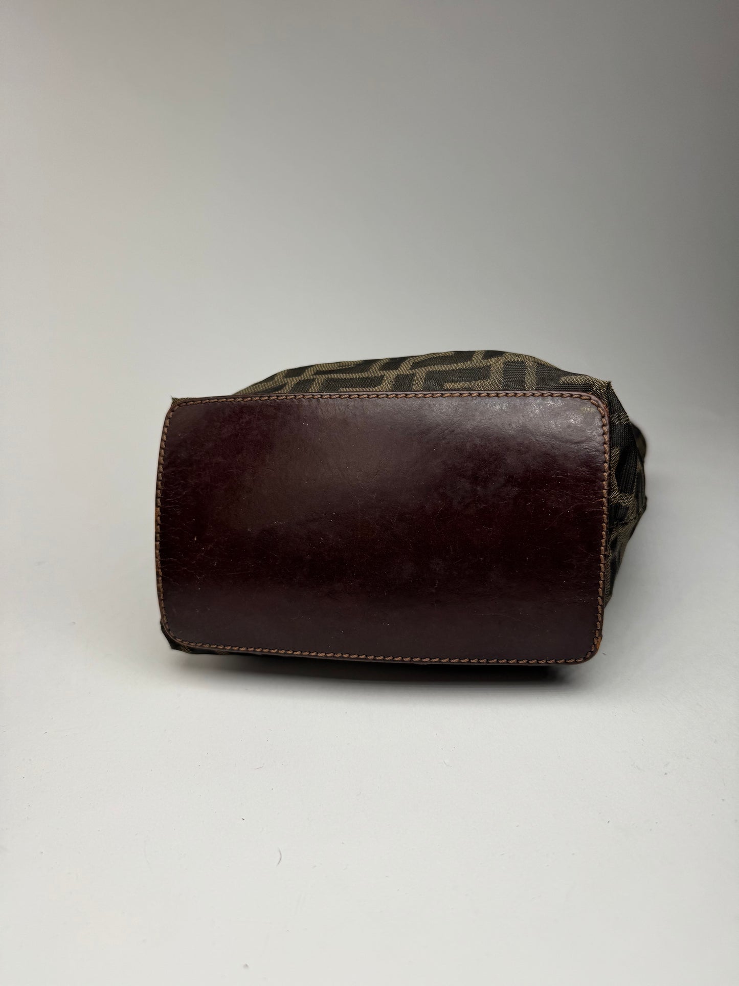 Vintage Fendi FF canvas Leaather shopper brown khaki