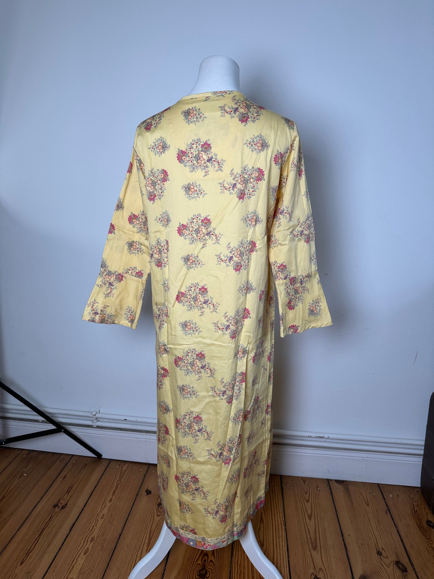 Vintage Etro Floral Paisley Cotton Tunic Dress Yellow M