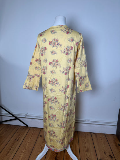 Vintage Etro Floral Paisley Cotton Tunic Dress Yellow M
