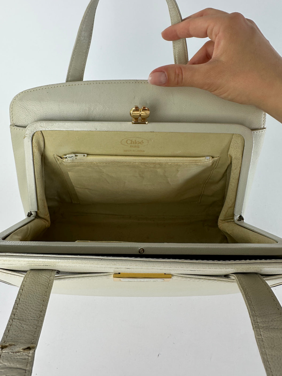 Vintage Chloé Structured Top-Handle Bag Late 1990s Light Grey