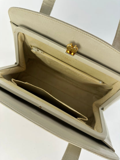 Vintage Chloé Structured Top-Handle Bag Late 1990s Light Grey