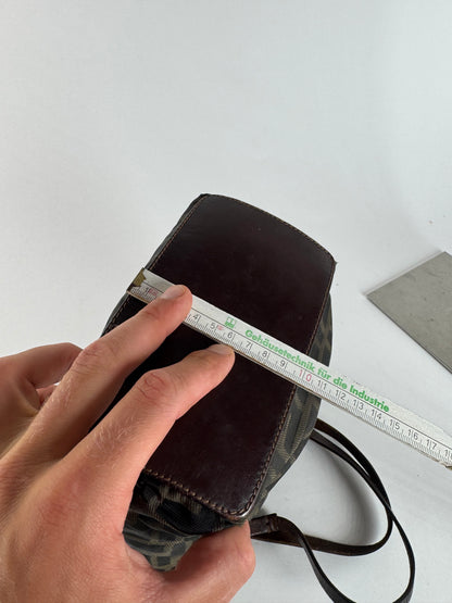 Vintage Fendi FF canvas Leaather shopper brown khaki