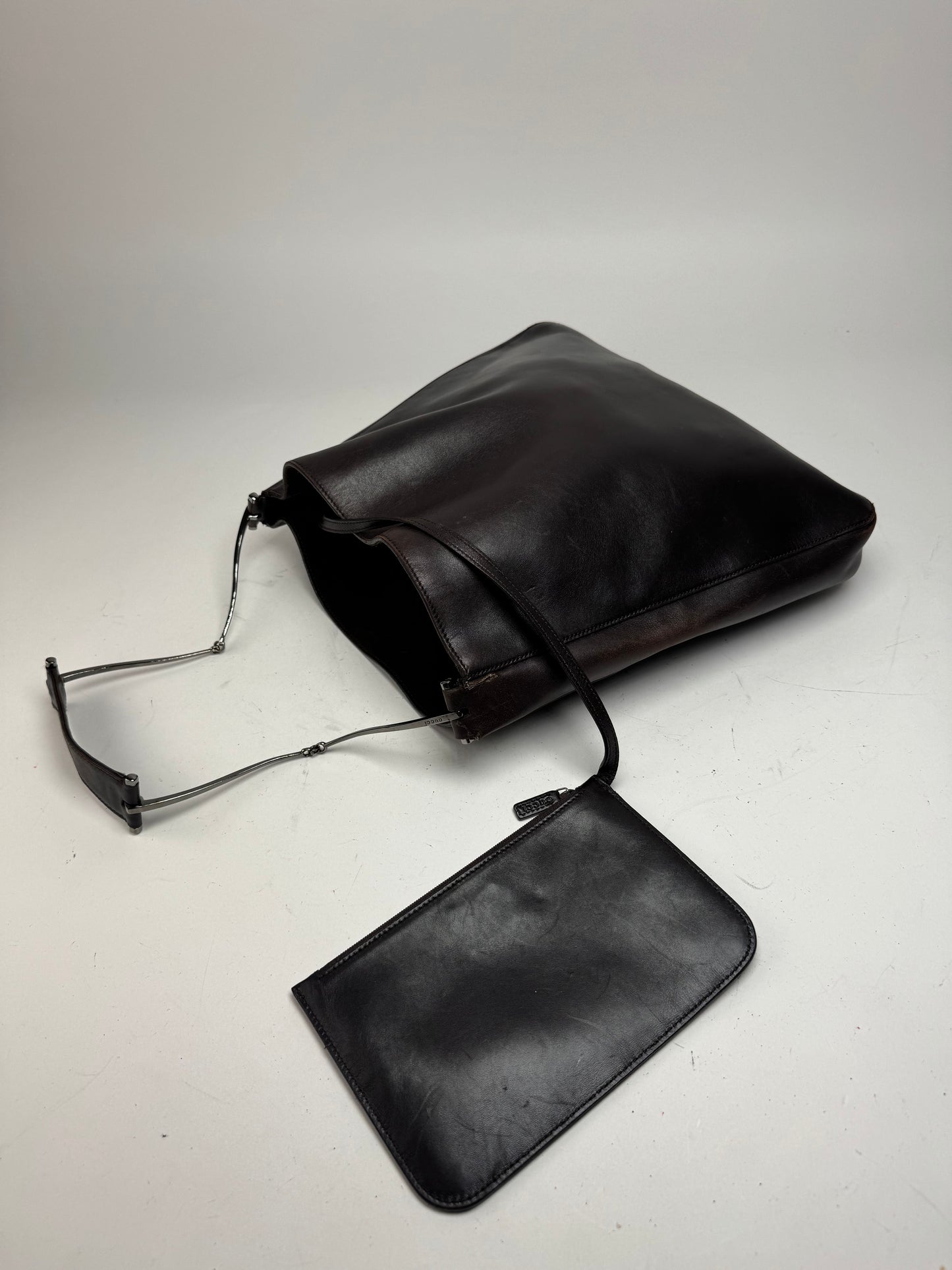 Vintage Gucci By Tom Ford Leather Tote Bag Brown