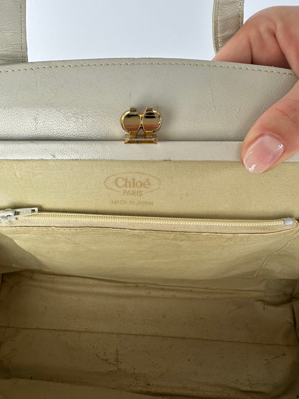 Vintage Chloé Structured Top-Handle Bag Late 1990s Light Grey