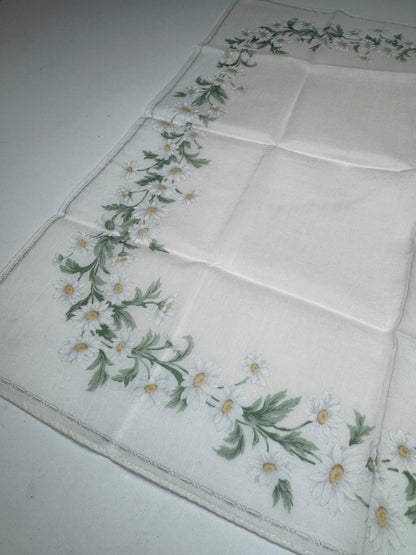 Vintage Dior Floral Scarf White Green Rose