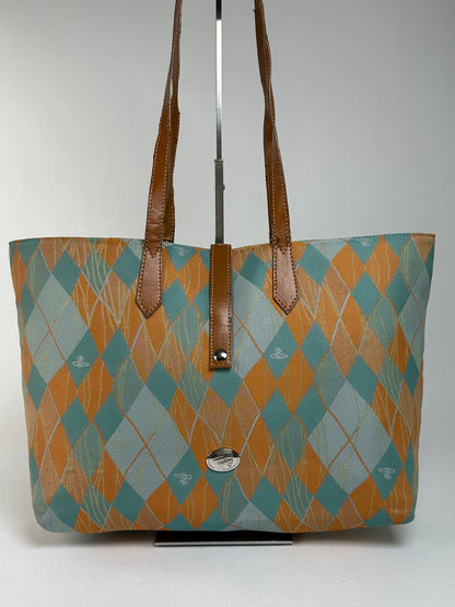 Vintage Vivienne Westwood Argyle Print Tote Early 2000s Multicolor