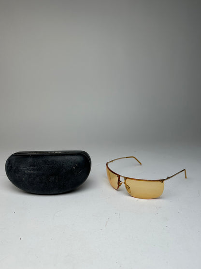 Vintage Gucci Rimless Sunglasses Gold Yellow