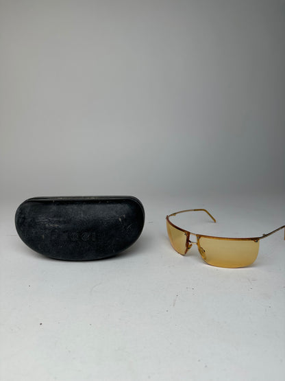 Vintage Gucci Rimless Sunglasses Gold Yellow