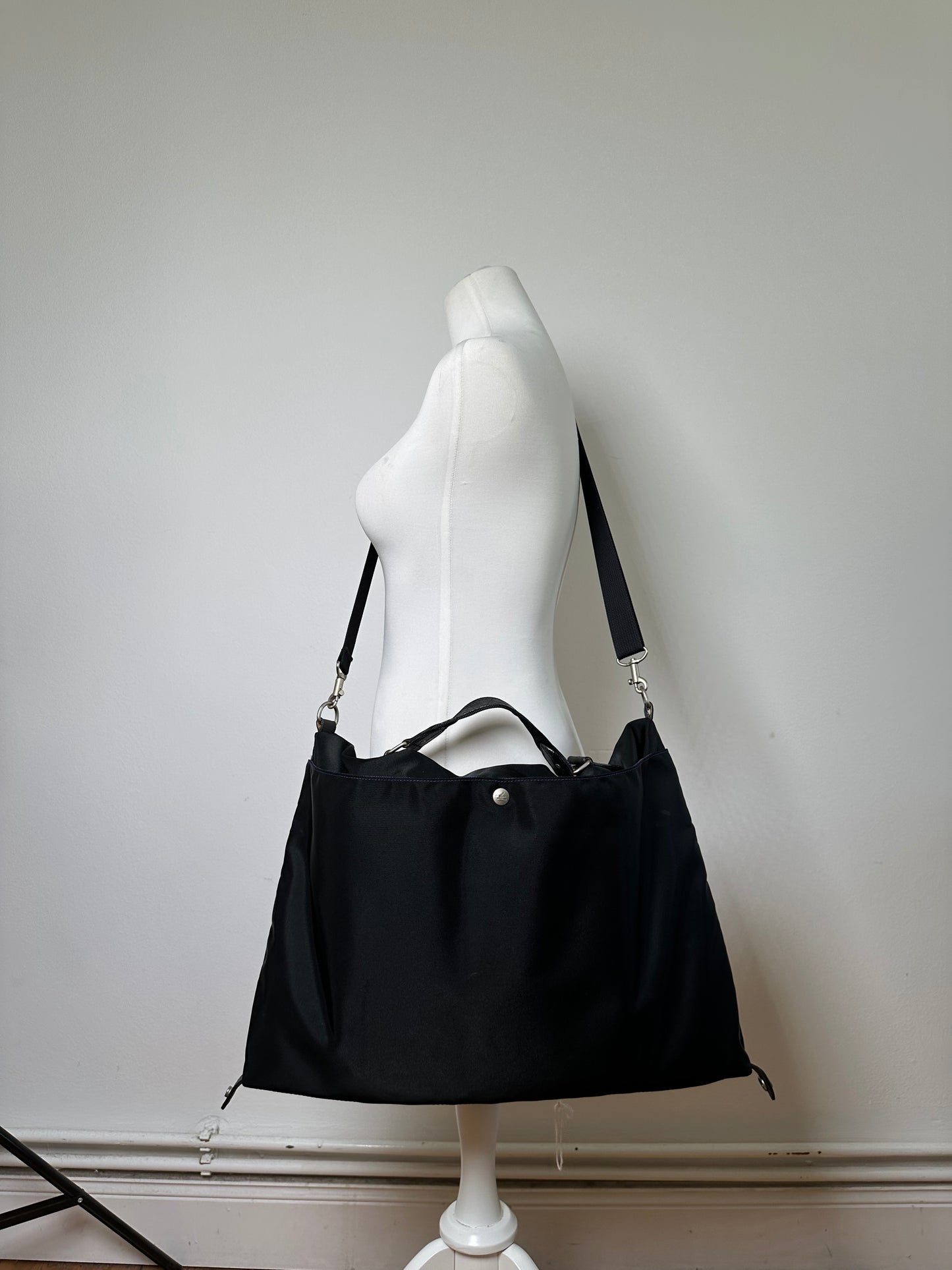 Vintage Issey Miyake Nylon Tote Bag Black Silver