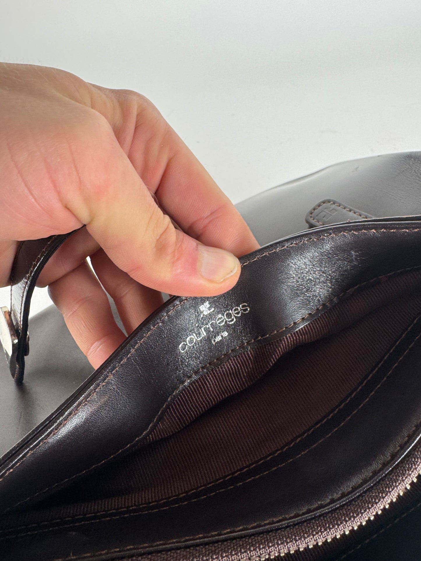 Vintage Courreges Leather Handbag Brown