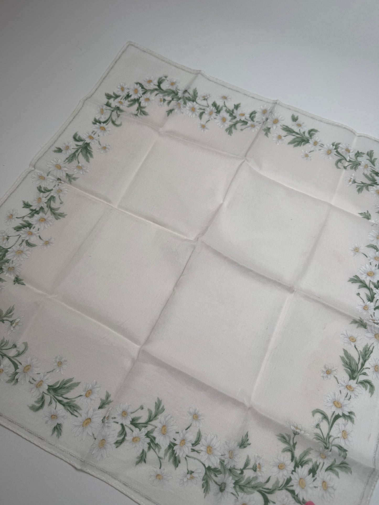 Vintage Dior Floral Scarf White Green Rose