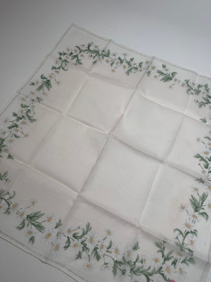 Vintage Dior Floral Scarf White Green Rose