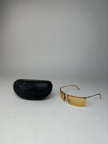 Vintage Gucci Rimless Sunglasses Gold Yellow