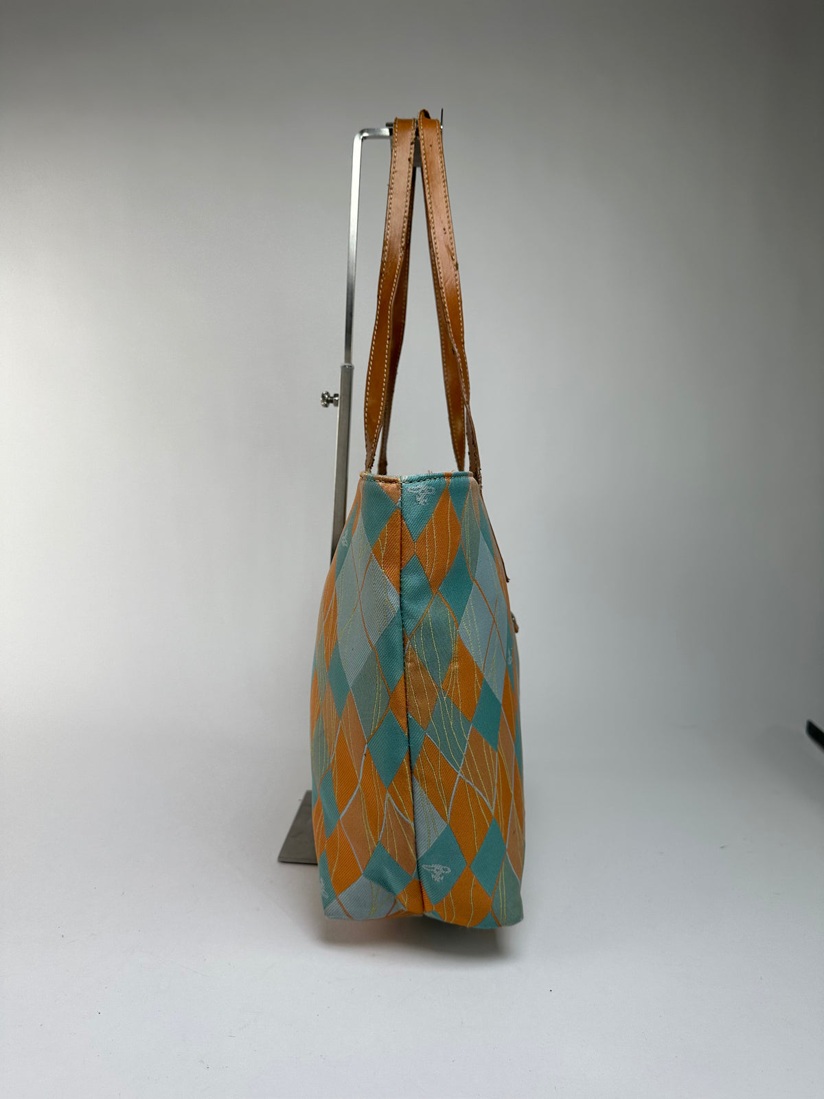 Vintage Vivienne Westwood Argyle Print Tote Early 2000s Multicolor