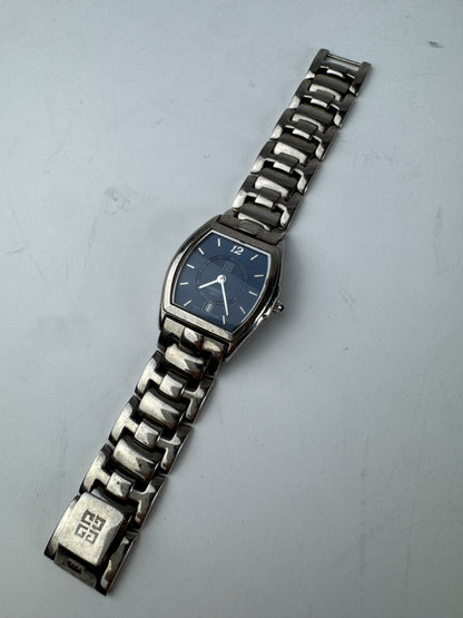 Vintage Givenchy Quartz Watch Silver Navy