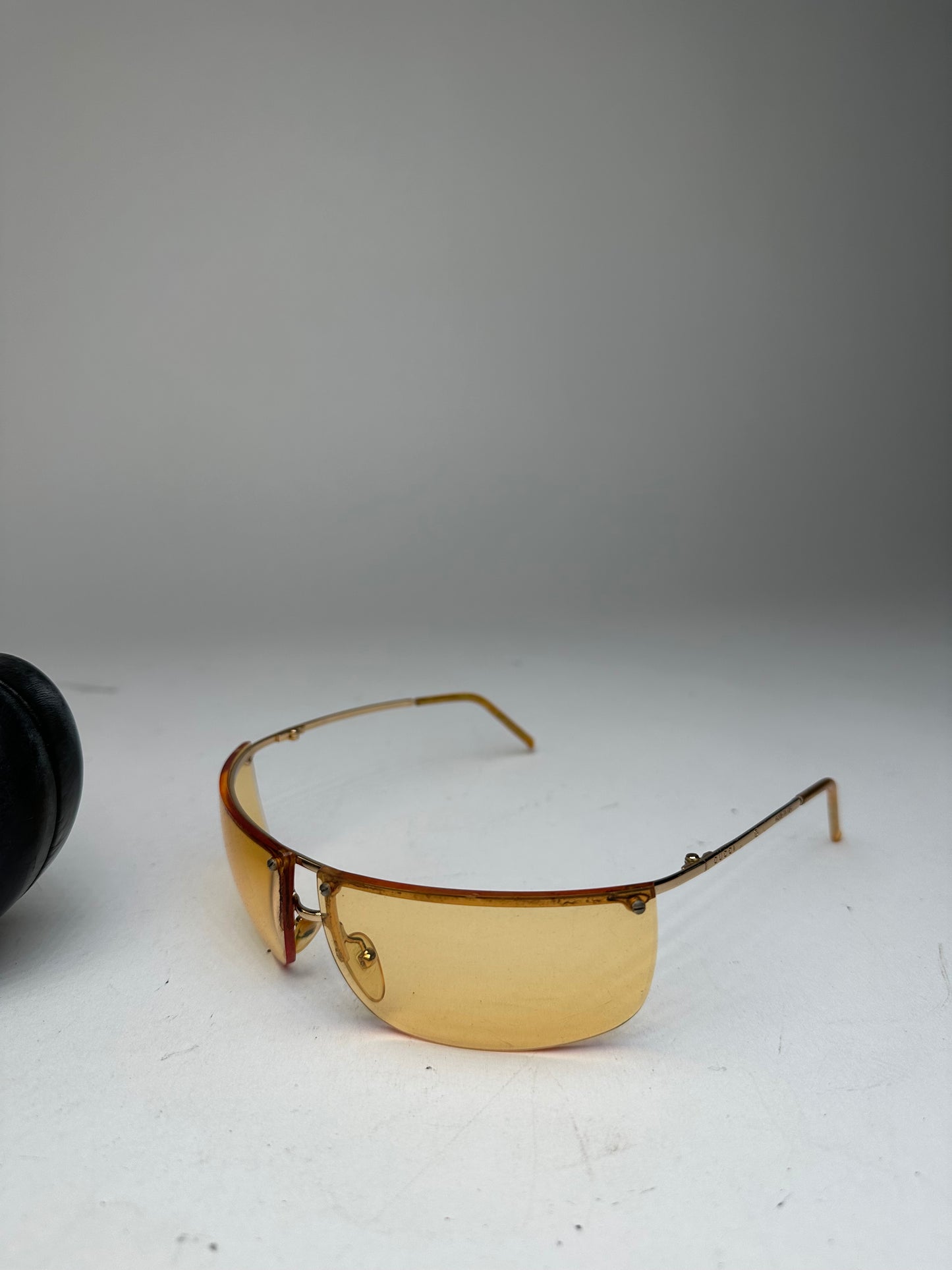 Vintage Gucci Rimless Sunglasses Gold Yellow