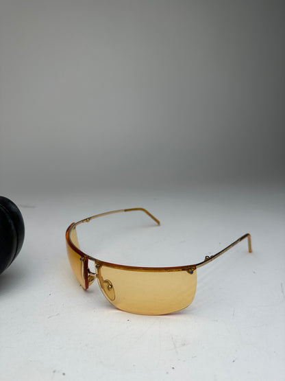 Vintage Gucci Rimless Sunglasses Gold Yellow
