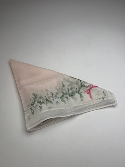 Vintage Dior Floral Scarf White Green Rose