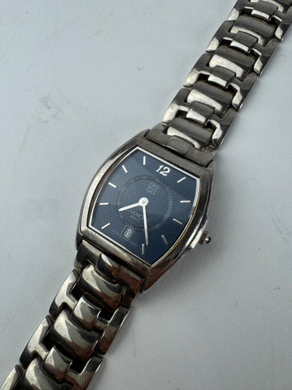 Vintage Givenchy Quartz Watch Silver Navy