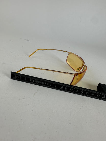 Vintage Gucci Rimless Sunglasses Gold Yellow