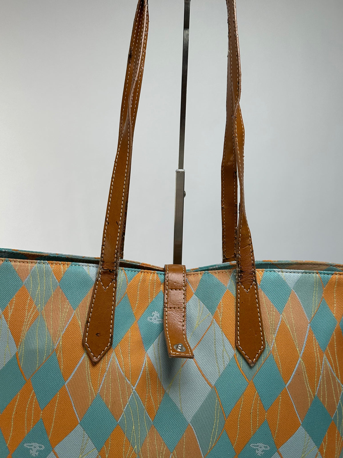 Vintage Vivienne Westwood Argyle Print Tote Early 2000s Multicolor