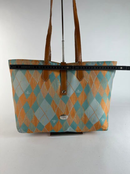 Vintage Vivienne Westwood Argyle Print Tote Early 2000s Multicolor