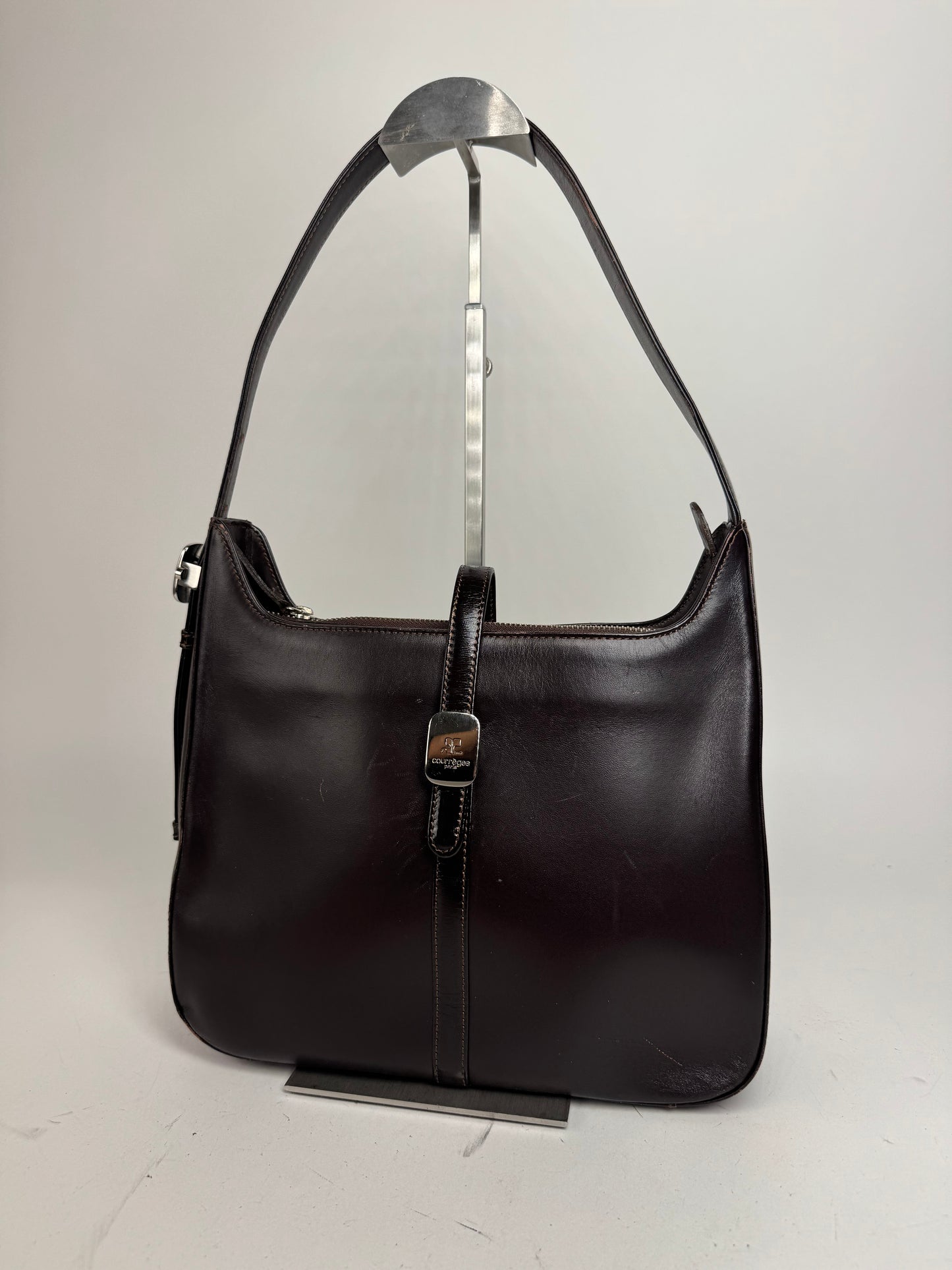 Vintage Courreges Leather Handbag Brown