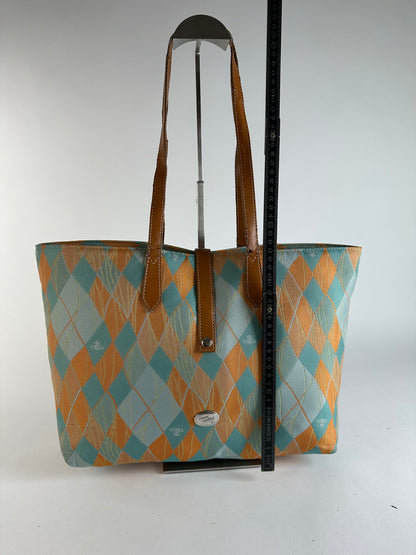 Vintage Vivienne Westwood Argyle Print Tote Early 2000s Multicolor