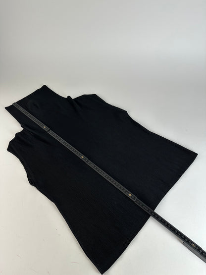 Vintage Issey Miyake Pleats Please Plissé Sleeveless High Neck Top Black M