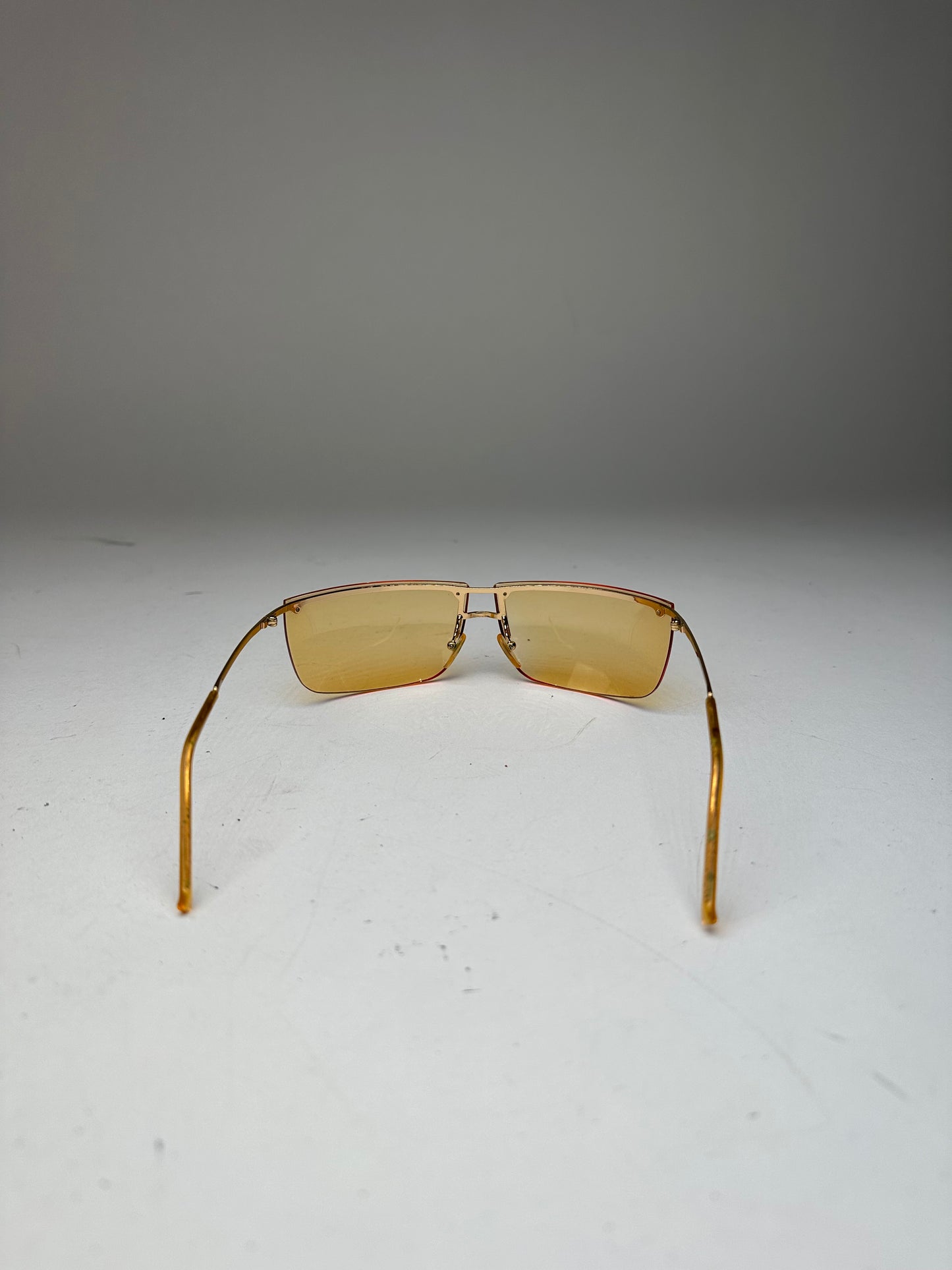 Vintage Gucci Rimless Sunglasses Gold Yellow