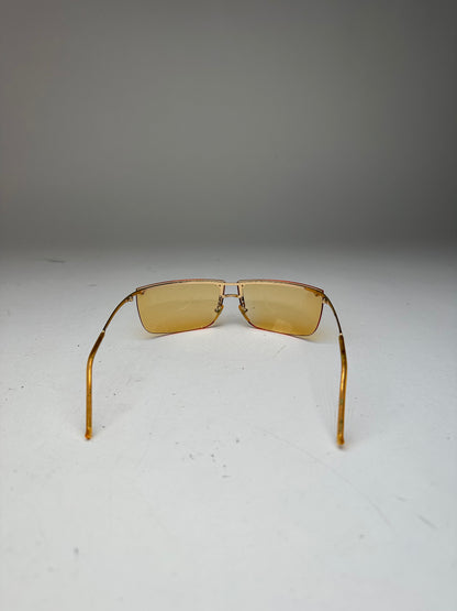 Vintage Gucci Rimless Sunglasses Gold Yellow