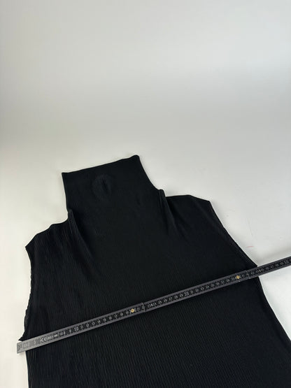 Vintage Issey Miyake Pleats Please Plissé Sleeveless High Neck Top Black M