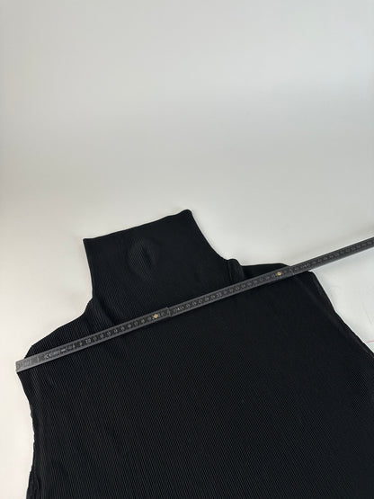 Vintage Issey Miyake Pleats Please Plissé Sleeveless High Neck Top Black M